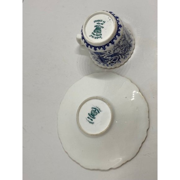 Sabrina Coalport England R298063 Blue Floral Design Bat Wing Handle Teacup Vtg - Picture 10 of 10